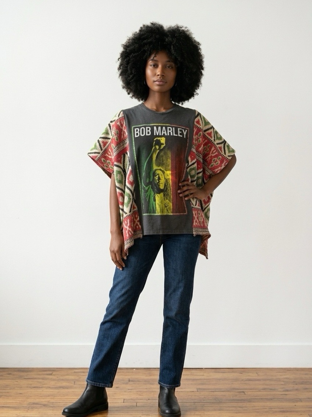 Handcrafted Upcycled Bob Marley Kantha Tunic NWT One Size